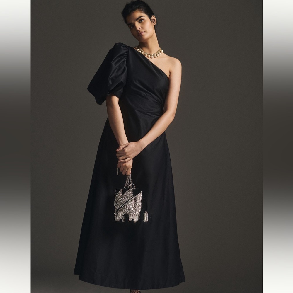 Anthropologie Aureta Studio One Shoulder Puff-Sleeve Dress 2X